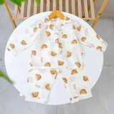  Pijama bé trai bé gái dài tay vải xô Áo Lá Homewear A014, đồ ngủ trẻ em size đại cotton nằm điều hòa bốn mùa 