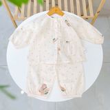  Bộ dài tay bé gái xô cotton Lá Homewear A342, pizama cho bé babydoll mát mềm dễ thương 