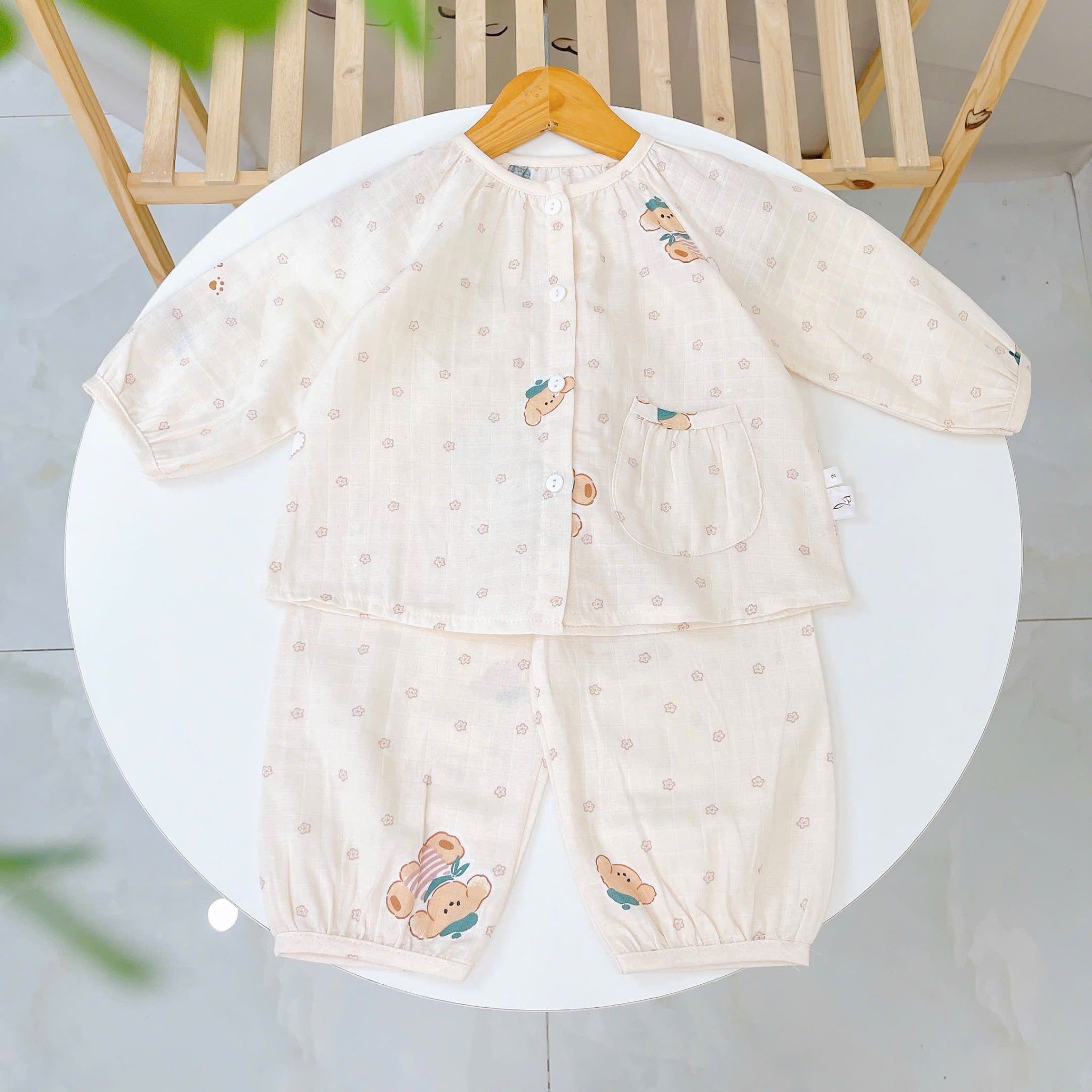  Bộ dài tay bé gái xô cotton Lá Homewear A342, pizama cho bé babydoll mát mềm dễ thương 