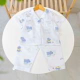  Pijama bé trai tay ngắn quần dài vải xô cotton Áo Lá Homewear A029, bộ ngủ bé trai 