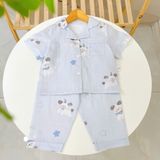  Pijama bé trai tay ngắn quần dài vải xô cotton Áo Lá Homewear A029, bộ ngủ bé trai 
