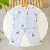  Pijama bé trai tay ngắn quần dài vải xô cotton Áo Lá Homewear A029, bộ ngủ bé trai 