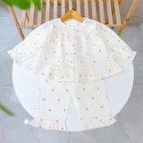  Pizama bé gái dài tay xô cotton Áo Lá Homewear A199, bộ đồ dài tay cho bé babydoll mặc ngủ bốn mùa 