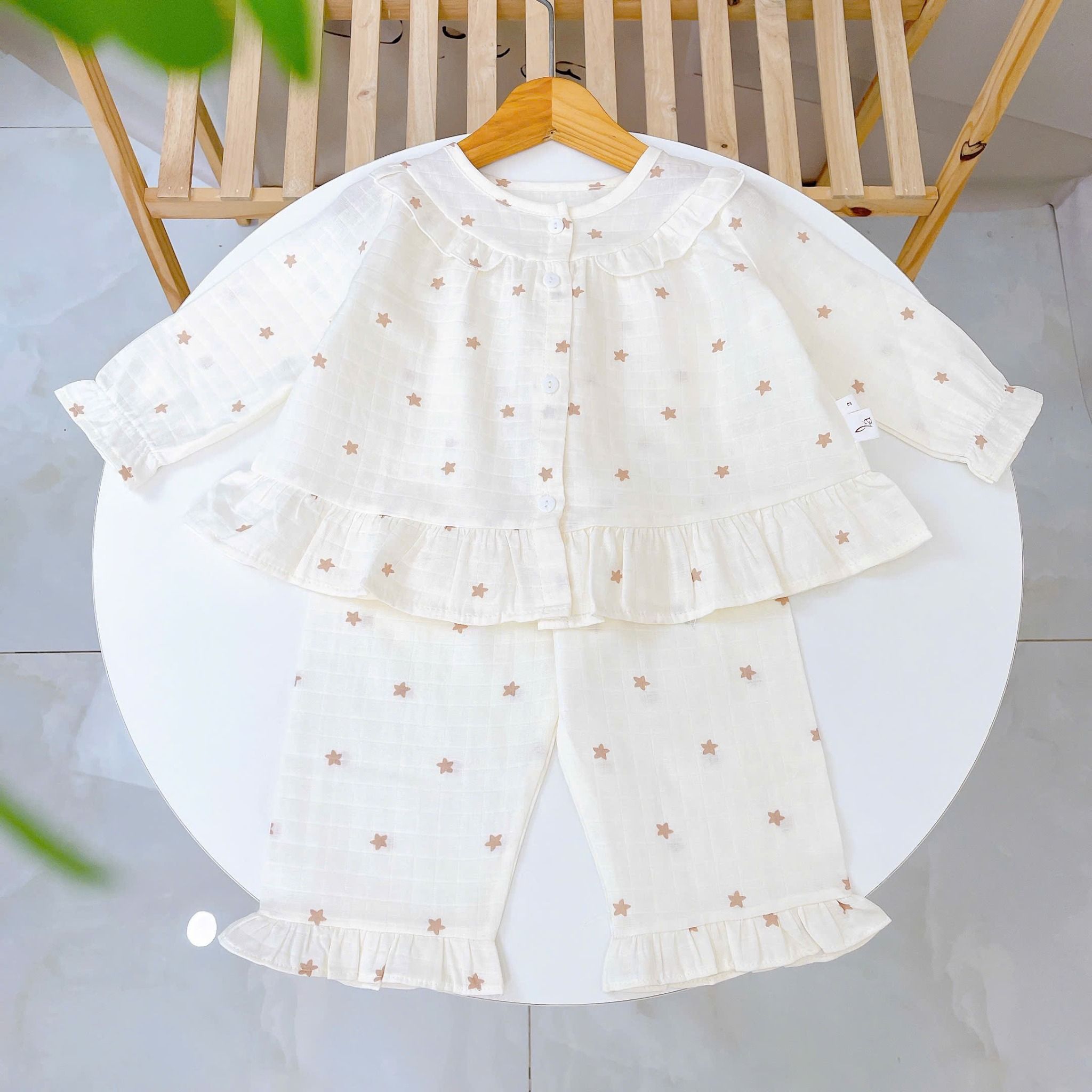  Pizama bé gái dài tay xô cotton Áo Lá Homewear A199, bộ đồ dài tay cho bé babydoll mặc ngủ bốn mùa 