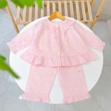  Pizama bé gái dài tay xô cotton Áo Lá Homewear A199, bộ đồ dài tay cho bé babydoll mặc ngủ bốn mùa 
