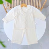  Pijama cho bé Lá Homewear A347, bộ dài tay mặc ngủ bé trai bé gái họa tiết kẻ chấm bi Lyocell Cotton mềm mướt thấm hút 