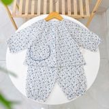 Pijama bé gái xô muslin Áo Lá Homewear A096, đồ bộ dài tay bé gái mặc ngủ xô đũi 