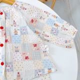  Pijama bé gái xô muslin Áo Lá Homewear A096, đồ bộ dài tay bé gái mặc ngủ xô đũi 