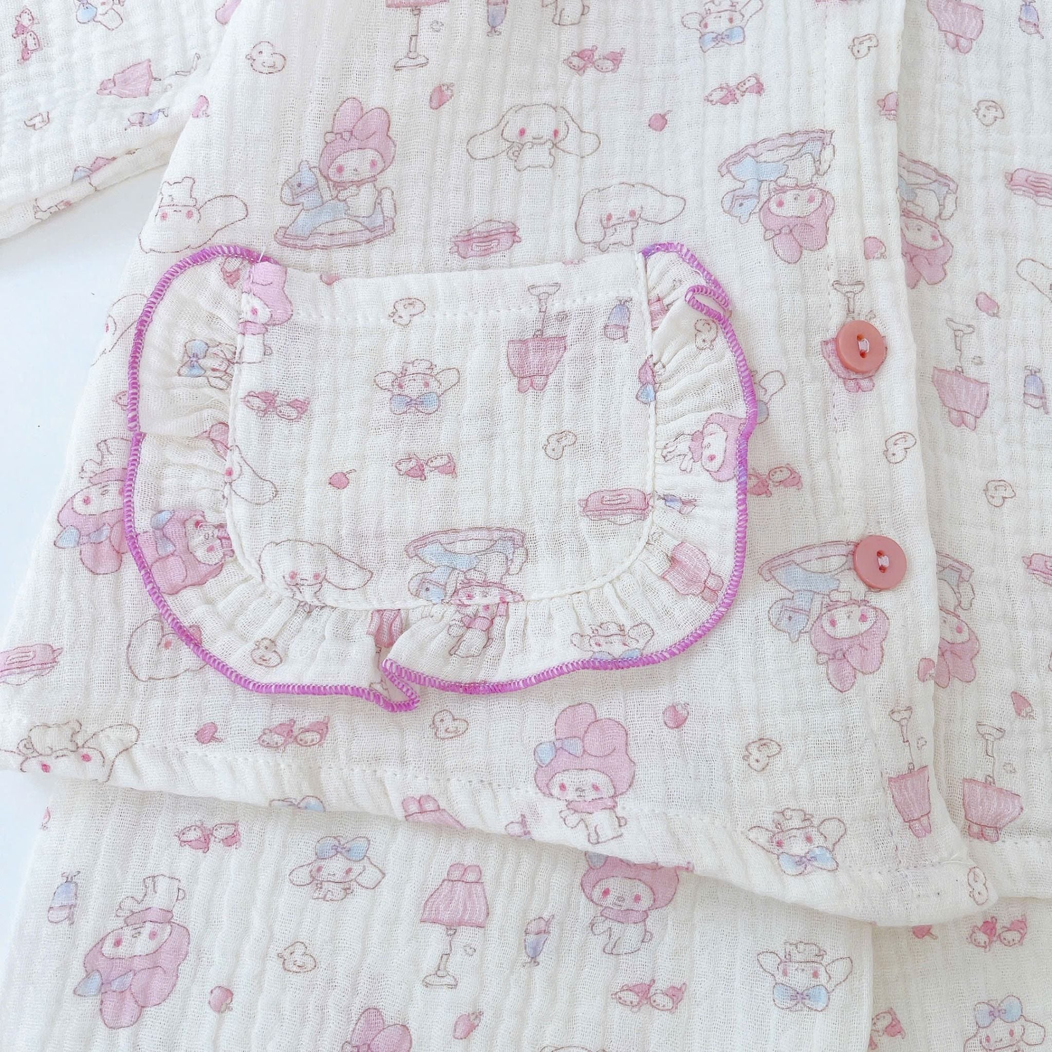  Pijama bé gái xô muslin Áo Lá Homewear A096, đồ bộ dài tay bé gái mặc ngủ xô đũi 