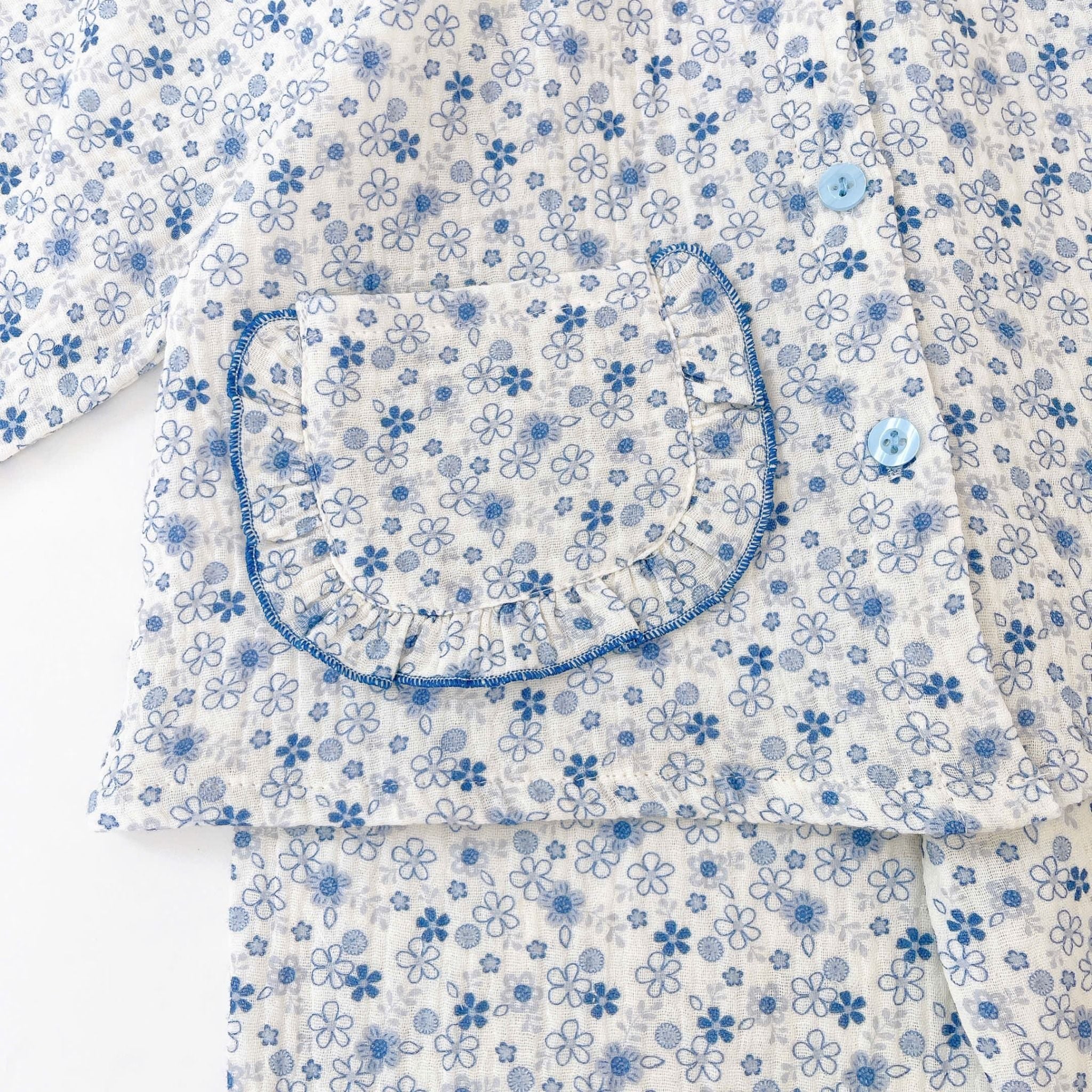  Pijama bé gái xô muslin Áo Lá Homewear A096, đồ bộ dài tay bé gái mặc ngủ xô đũi 