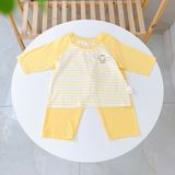  Đồ bộ ngủ cho bé 95% sợi sồi Modal Ice Cool Áo Lá Homewear A322, tay lỡ quần dài họa tiết sọc ngang in hình dễ thương 