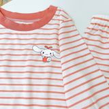  Bộ dài tay cho bé 95% sợi sồi Modal Ice Cool Lá Homewear A340, đồ bô ngủ trai gái mát mềm sọc ngang pastel xinh xắn 