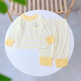  Bộ dài tay cho bé 95% sợi sồi Modal Ice Cool Lá Homewear A340, đồ bô ngủ trai gái mát mềm sọc ngang pastel xinh xắn 