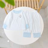  Bộ dài tay cho bé 95% sợi sồi Modal Ice Cool Lá Homewear A340, đồ bô ngủ trai gái mát mềm sọc ngang pastel xinh xắn 