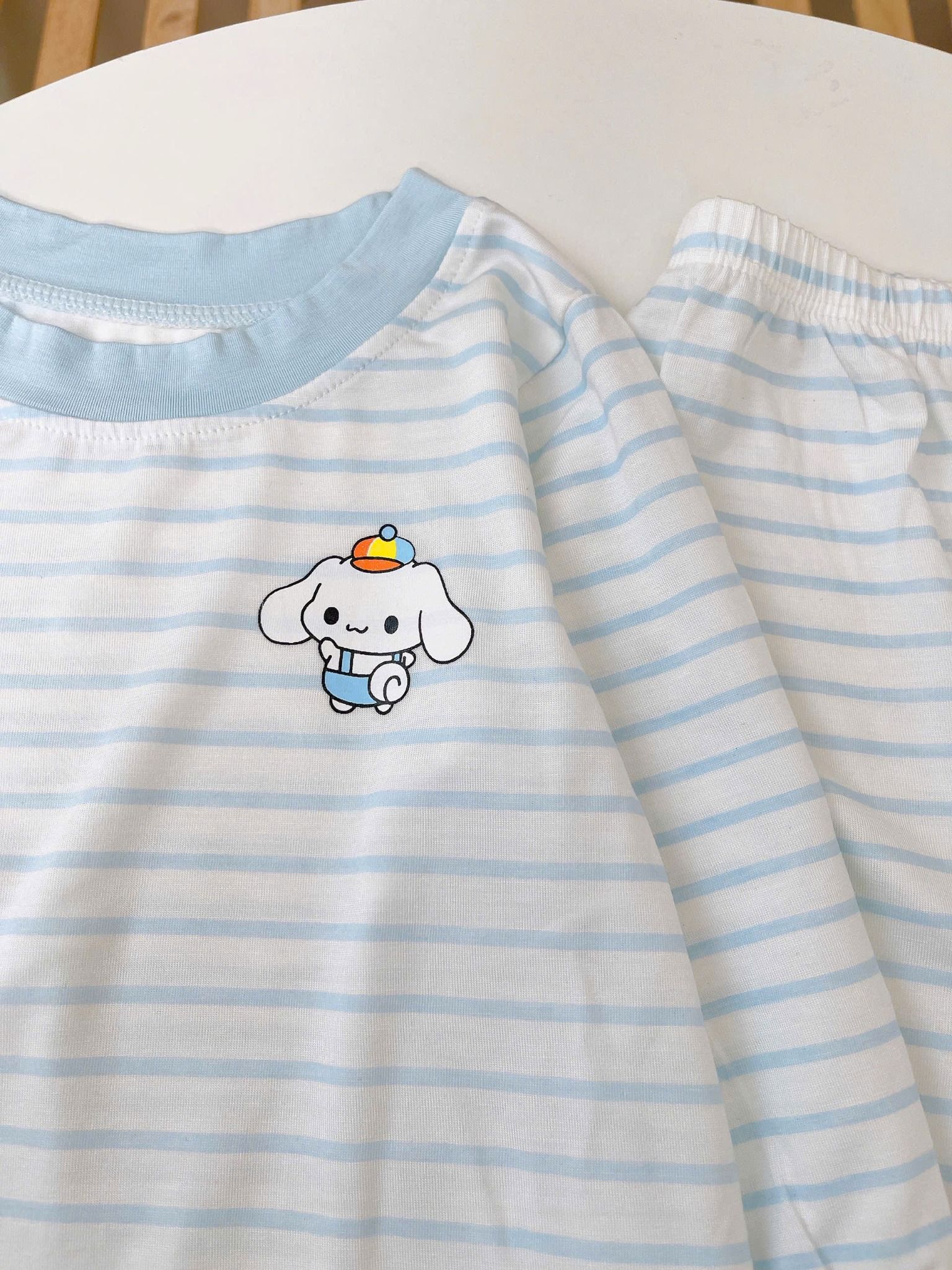  Bộ dài tay cho bé 95% sợi sồi Modal Ice Cool Lá Homewear A340, đồ bô ngủ trai gái mát mềm sọc ngang pastel xinh xắn 