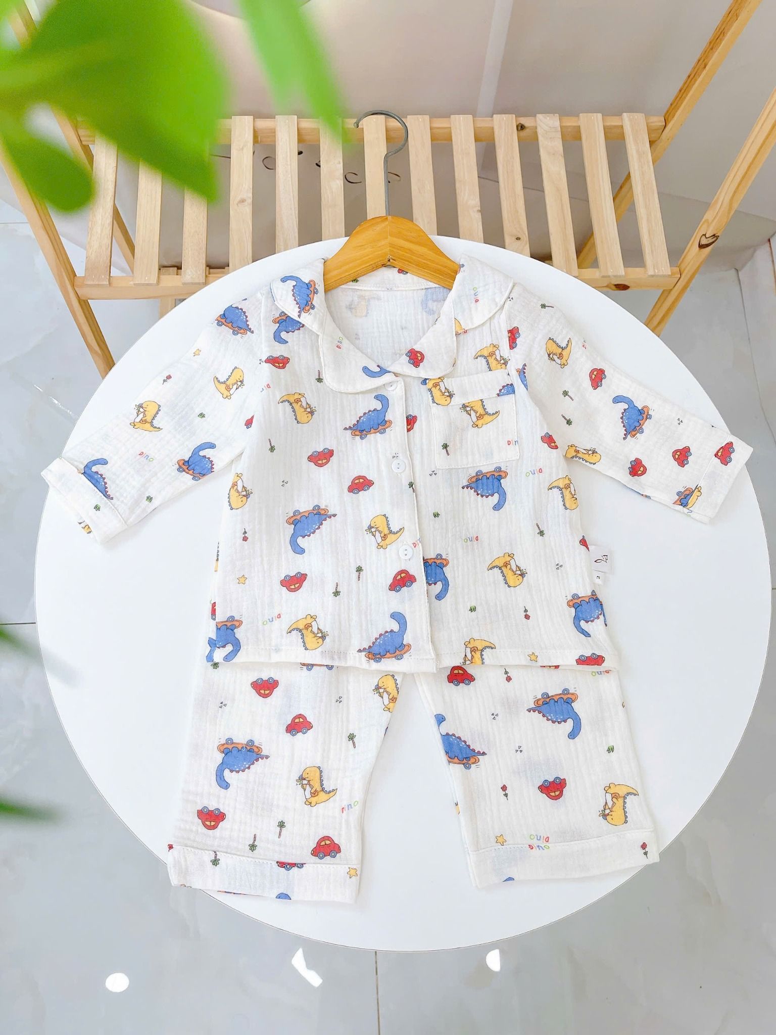  Pijama cho bé xô muslin Áo Lá Homewear A170, bộ dài tay bé trai bé gái mặc ngủ điều hòa thoáng mát 