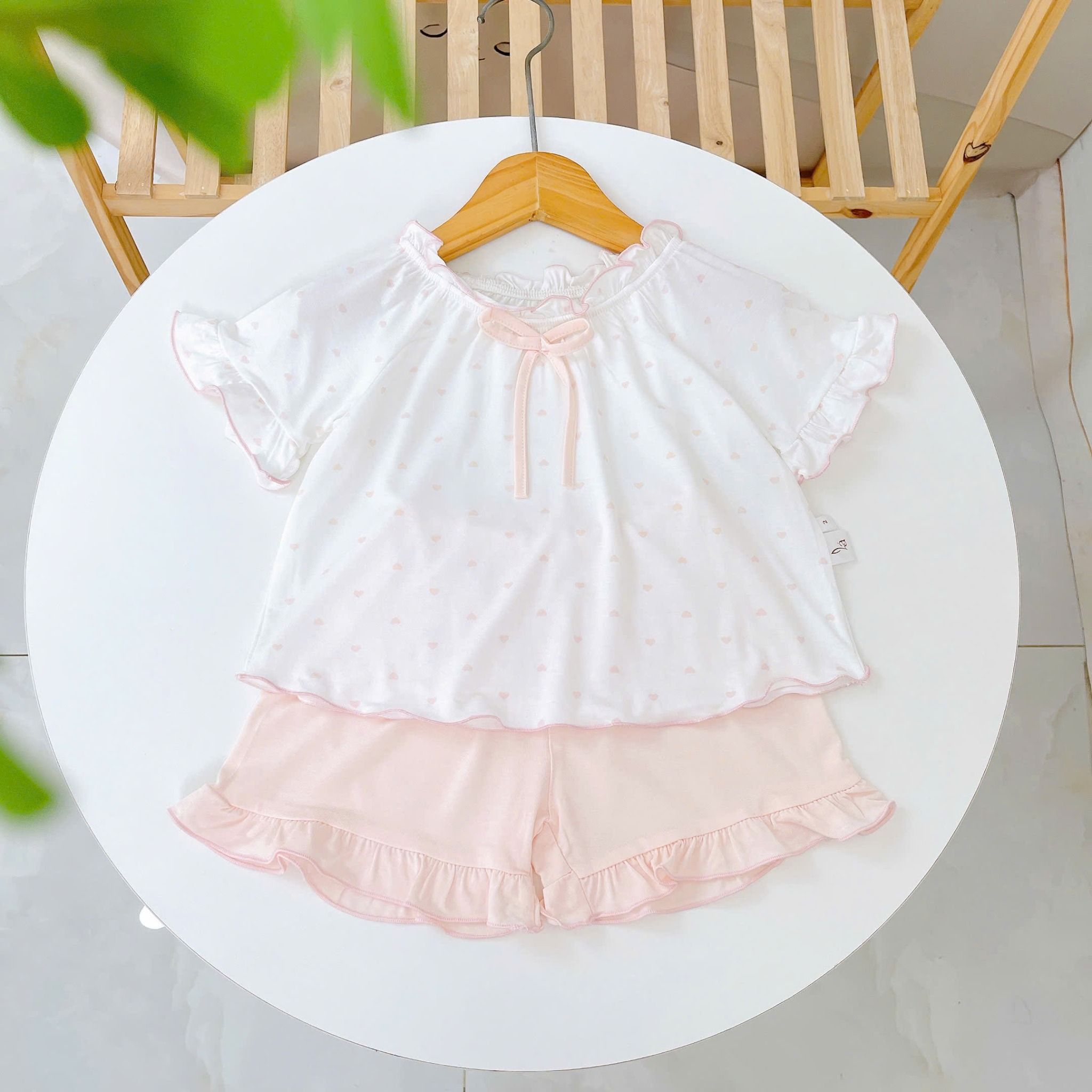  Bộ hè bé gái 95% sợi sồi Modal Ice Cool Lá Homewear A247 mềm mát lạnh, bộ cộc tay bé gái kuromi quần đùi babydoll 