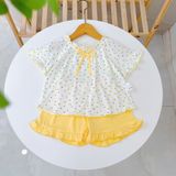  Bộ hè bé gái 95% sợi sồi Modal Ice Cool Lá Homewear A247 mềm mát lạnh, bộ cộc tay bé gái kuromi quần đùi babydoll 