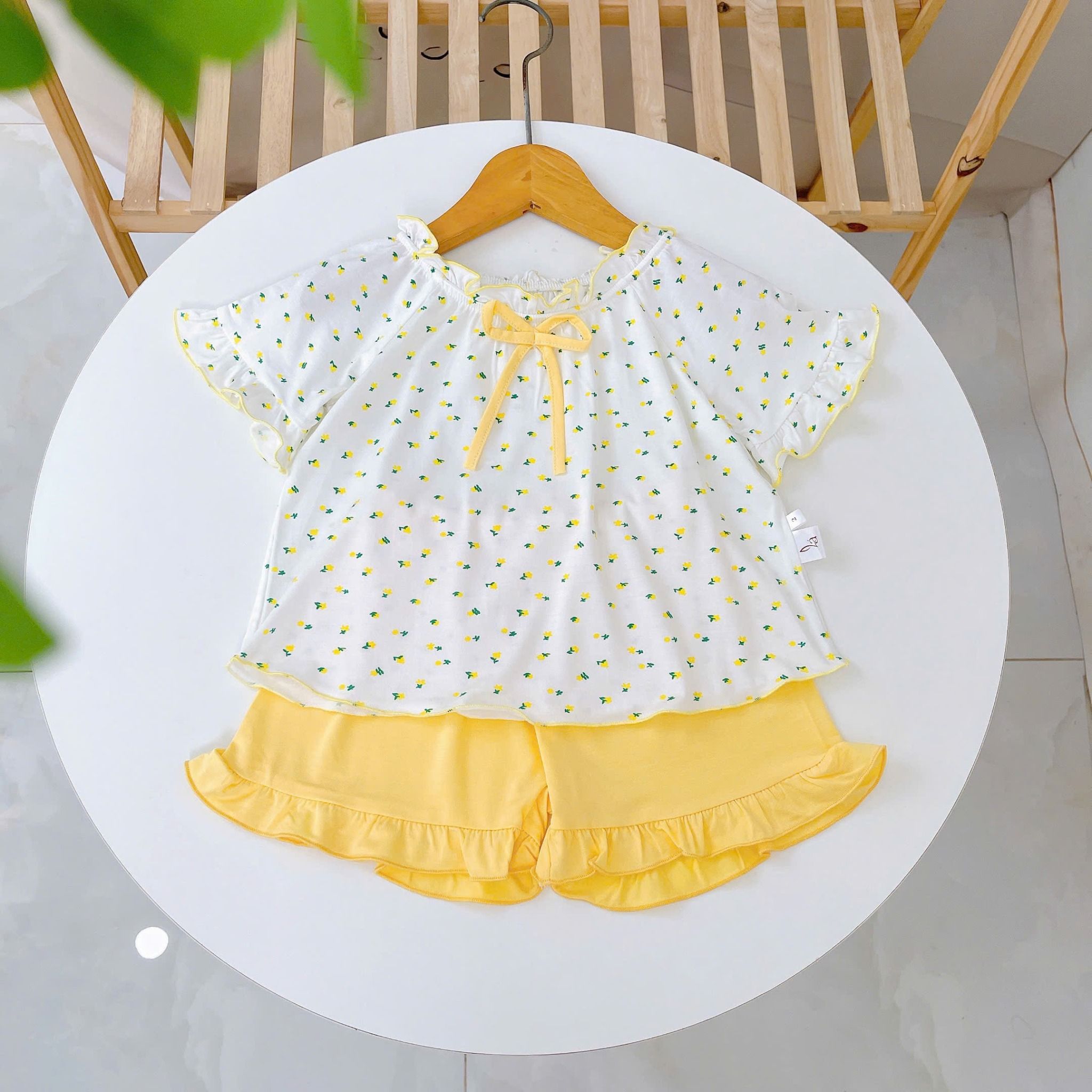  Bộ hè bé gái 95% sợi sồi Modal Ice Cool Lá Homewear A247 mềm mát lạnh, bộ cộc tay bé gái kuromi quần đùi babydoll 
