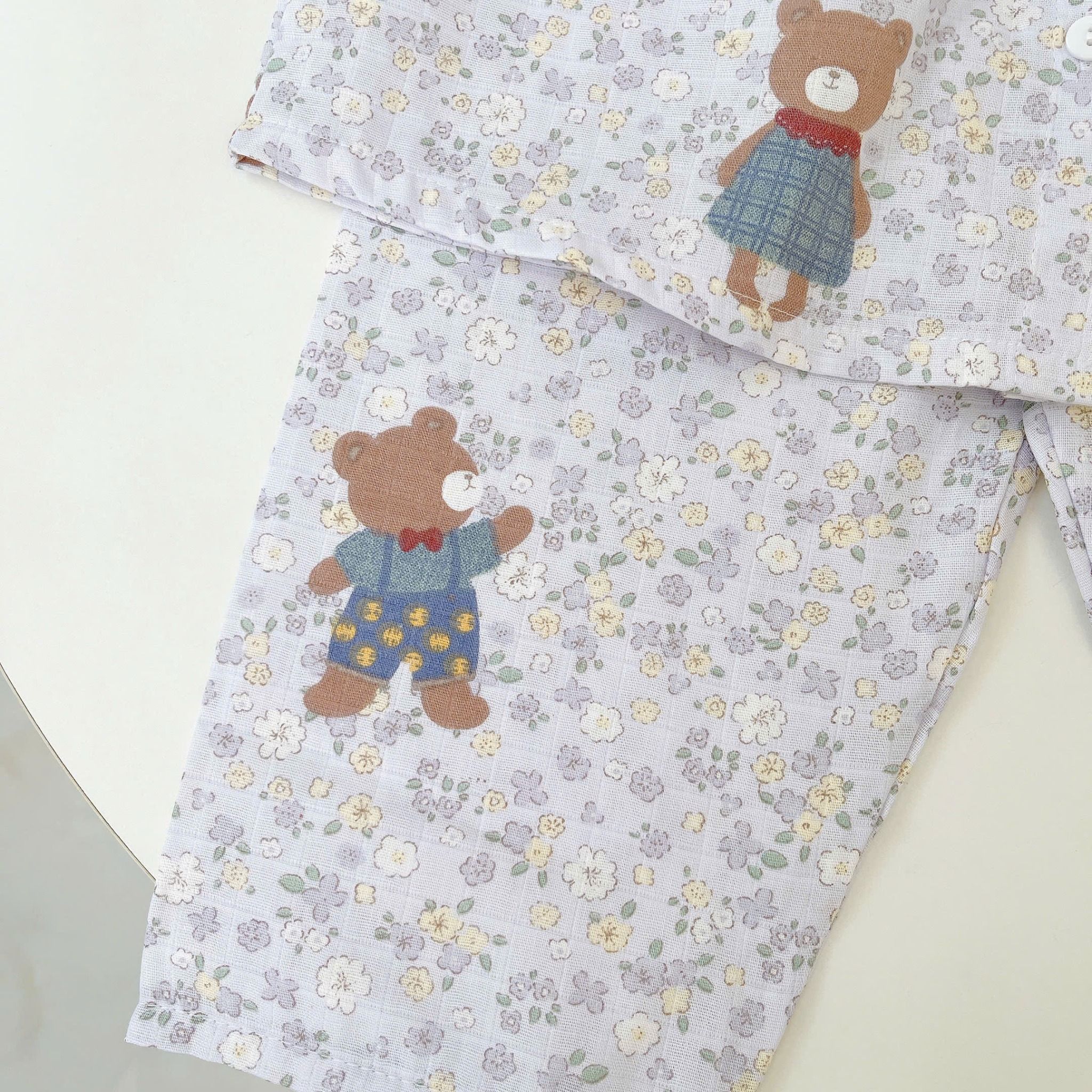  Pijama cho bé gái tay ngắn quần dài vải xô cotton Lá Homewear A378, đồ bộ xô bé gái babydoll họa tiết dễ thương 