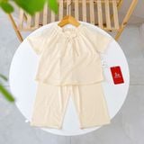  Bộ tay ngắn quần dài bé gái 95% sợi sồi Modal Ice Cool Áo Lá Homewear A379 mềm mướt mát lạnh babydoll dễ thương 