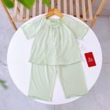  Bộ tay ngắn quần dài bé gái 95% sợi sồi Modal Ice Cool Áo Lá Homewear A379 mềm mướt mát lạnh babydoll dễ thương 
