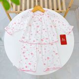  Bộ dài tay cho bé gái sợi sồi Modal Lá Homewear MOD7, đồ ngủ cho bé mềm mát dễ thương 