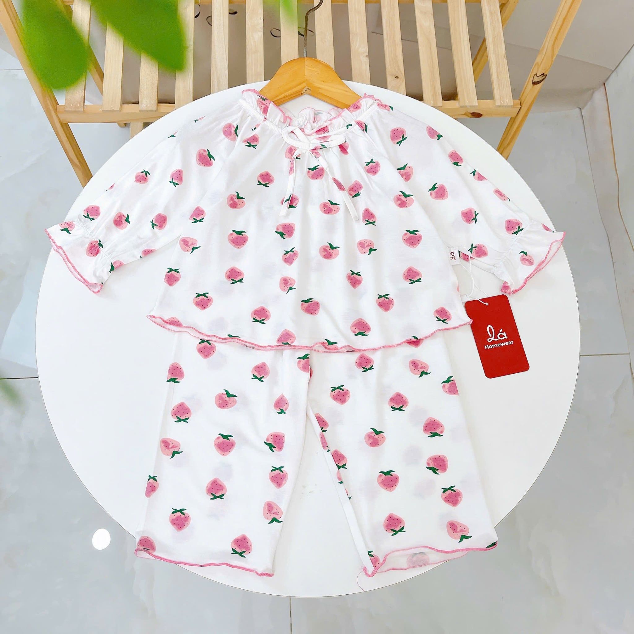  Bộ dài tay cho bé gái sợi sồi Modal Lá Homewear MOD7, đồ ngủ cho bé mềm mát dễ thương 