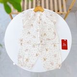  Bộ đồ ngủ bé gái tay ngắn xô muslin Lá Homewear A367, đồ dài mặc ngủ cho bé cộc tay capybara, kỳ lân dễ thương 