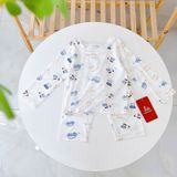  Bộ dài tay bé trai 95% sợi sồi Modal Ice Cool Áo Lá Homewear A245 mềm mướt mát lạnh, đồ dài mặc ngủ bé trai hình xe 