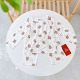  Bộ dài tay bé trai 95% sợi sồi Modal Ice Cool Áo Lá Homewear A245 mềm mướt mát lạnh, đồ dài mặc ngủ bé trai hình xe 