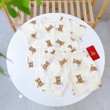  Pijama bé trai tay ngắn quần đùi xô cotton Áo Lá Homewear A105, đồ bộ cộc tay cho bé trai 