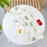  Pijama bé trai tay ngắn quần đùi xô cotton Áo Lá Homewear A105, đồ bộ cộc tay cho bé trai 