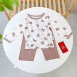  Bộ dài tay cho bé 95% sợi sồi Modal Ice Cool Áo Lá Homewear A248 mềm mát mùa hè, đồ ngủ dài tay bé trai bé gái 