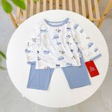  Bộ dài tay cho bé 95% sợi sồi Modal Ice Cool Áo Lá Homewear A248 mềm mát mùa hè, đồ ngủ dài tay bé trai bé gái 