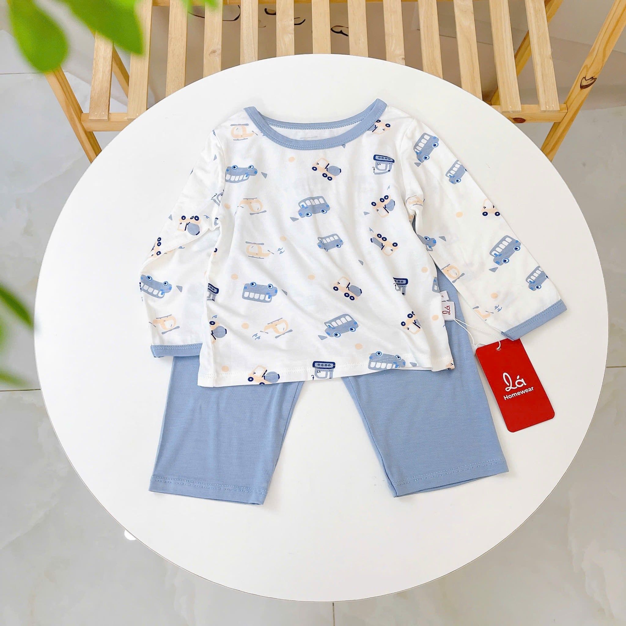  Bộ dài tay cho bé 95% sợi sồi Modal Ice Cool Áo Lá Homewear A248 mềm mát mùa hè, đồ ngủ dài tay bé trai bé gái 