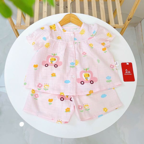  Bộ cộc tay bé gái xô cotton Lá Homewear A256 babydoll mặc hè mát, đồ bộ đùi cho bé dễ thương 