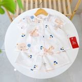  Bộ cộc tay bé gái xô cotton Lá Homewear A256 babydoll mặc hè mát, đồ bộ đùi cho bé dễ thương 