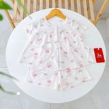  Bộ hè bé gái Tencel Lycra mỏng mát lạnh Lá Homewear A267, bộ cộc tay cho bé quần đùi babydoll kuromi melody 