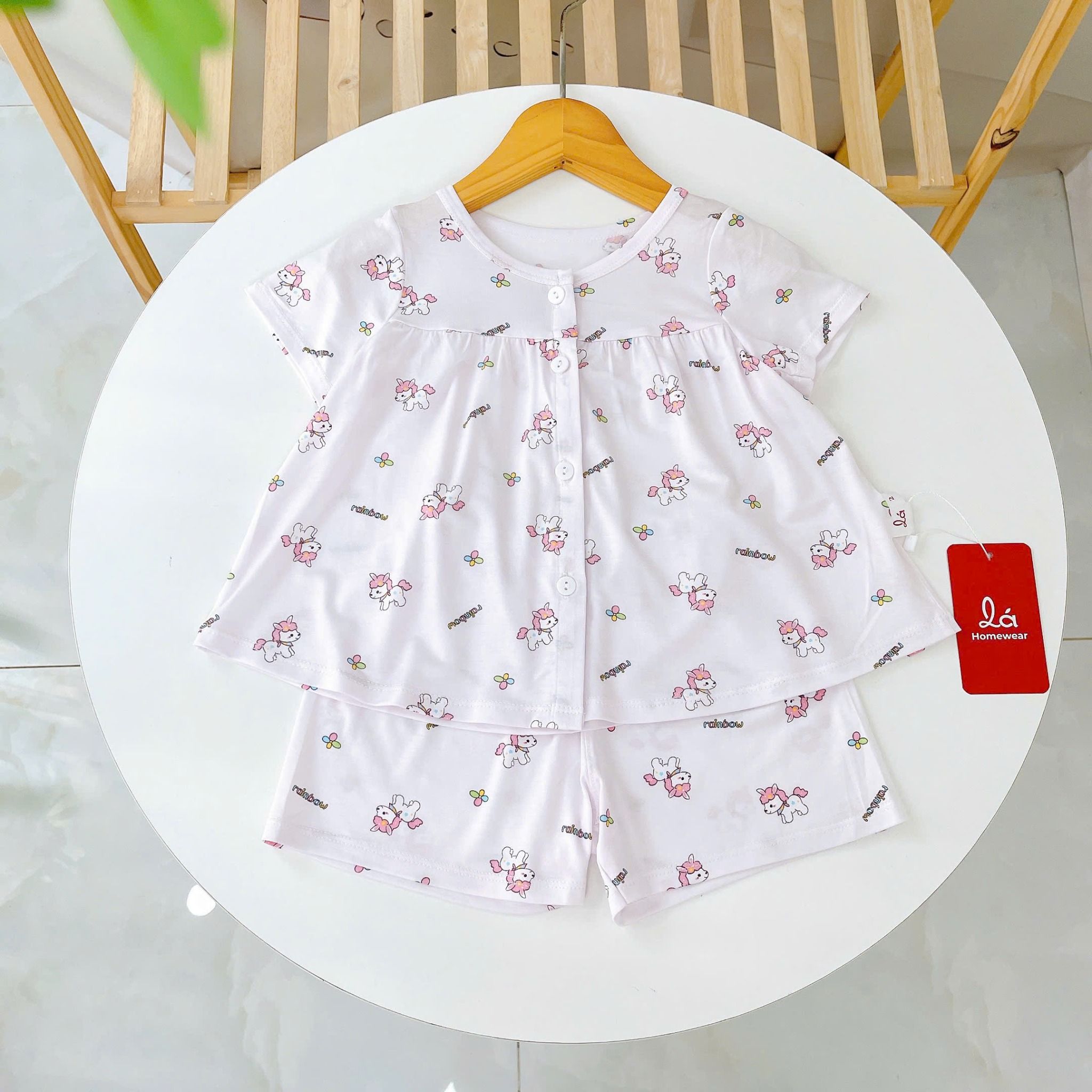  Bộ hè bé gái Tencel Lycra mỏng mát lạnh Lá Homewear A267, bộ cộc tay cho bé quần đùi babydoll kuromi melody 