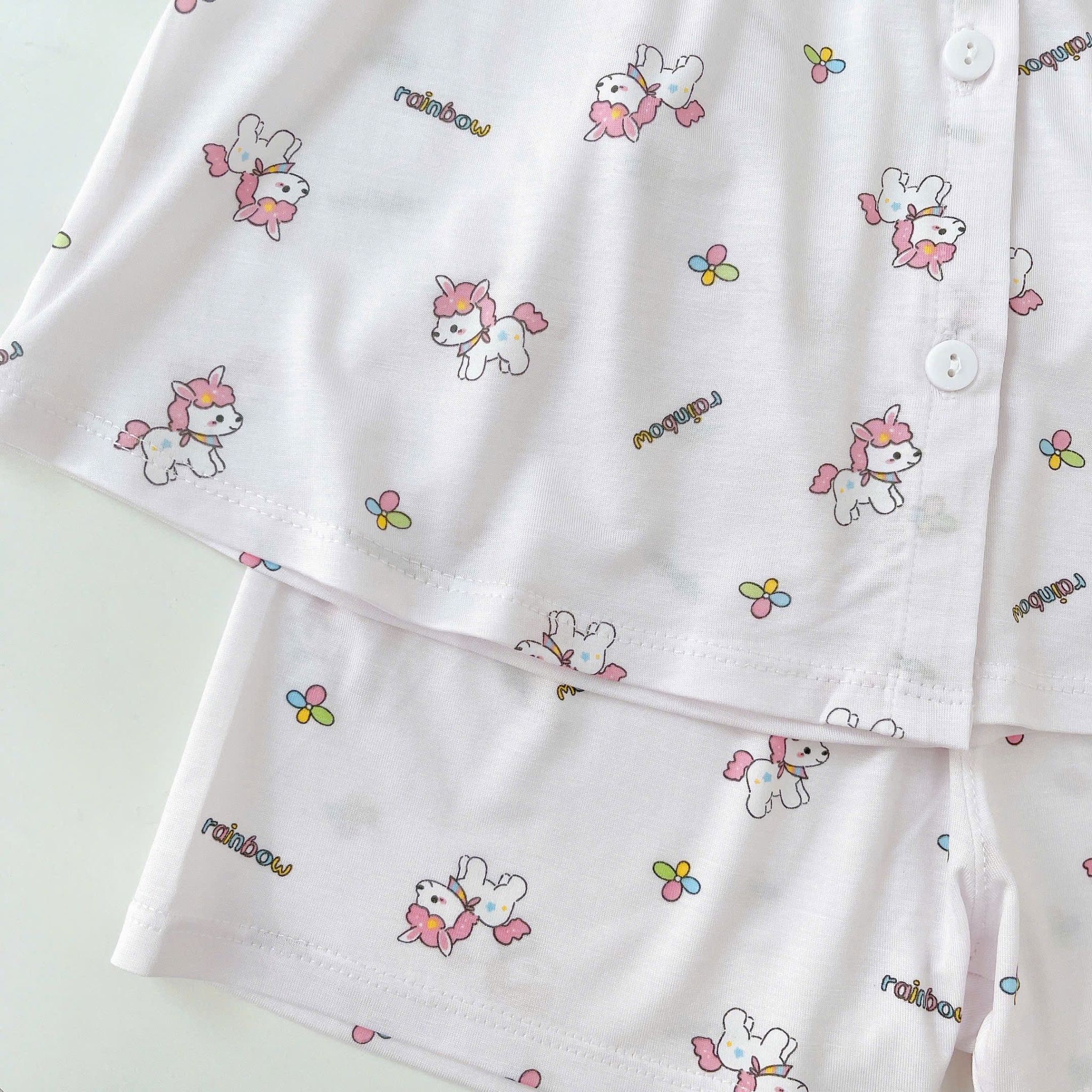  Bộ hè bé gái Tencel Lycra mỏng mát lạnh Lá Homewear A267, bộ cộc tay cho bé quần đùi babydoll kuromi melody 