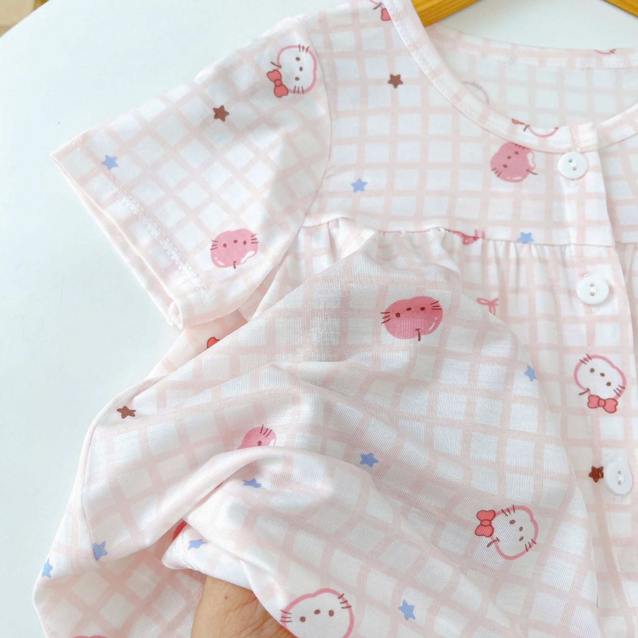  Bộ hè bé gái Tencel Lycra mỏng mát lạnh Lá Homewear A267, bộ cộc tay cho bé quần đùi babydoll kuromi melody 
