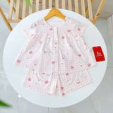  Bộ hè bé gái Tencel Lycra mỏng mát lạnh Lá Homewear A267, bộ cộc tay cho bé quần đùi babydoll kuromi melody 