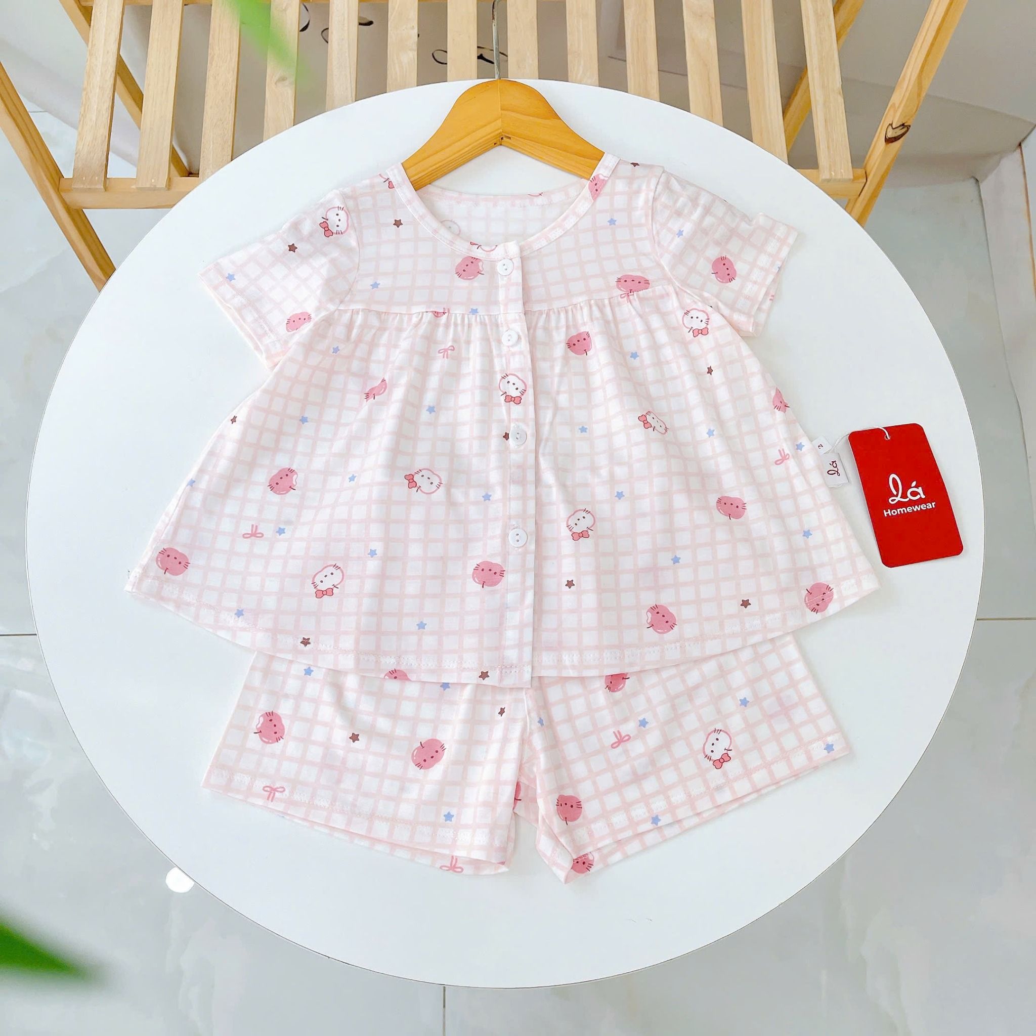  Bộ hè bé gái Tencel Lycra mỏng mát lạnh Lá Homewear A267, bộ cộc tay cho bé quần đùi babydoll kuromi melody 