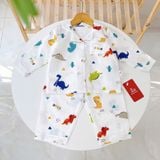  Pijama bé trai bé gái dài tay vải xô Áo Lá Homewear A014, đồ ngủ trẻ em size đại cotton nằm điều hòa bốn mùa 