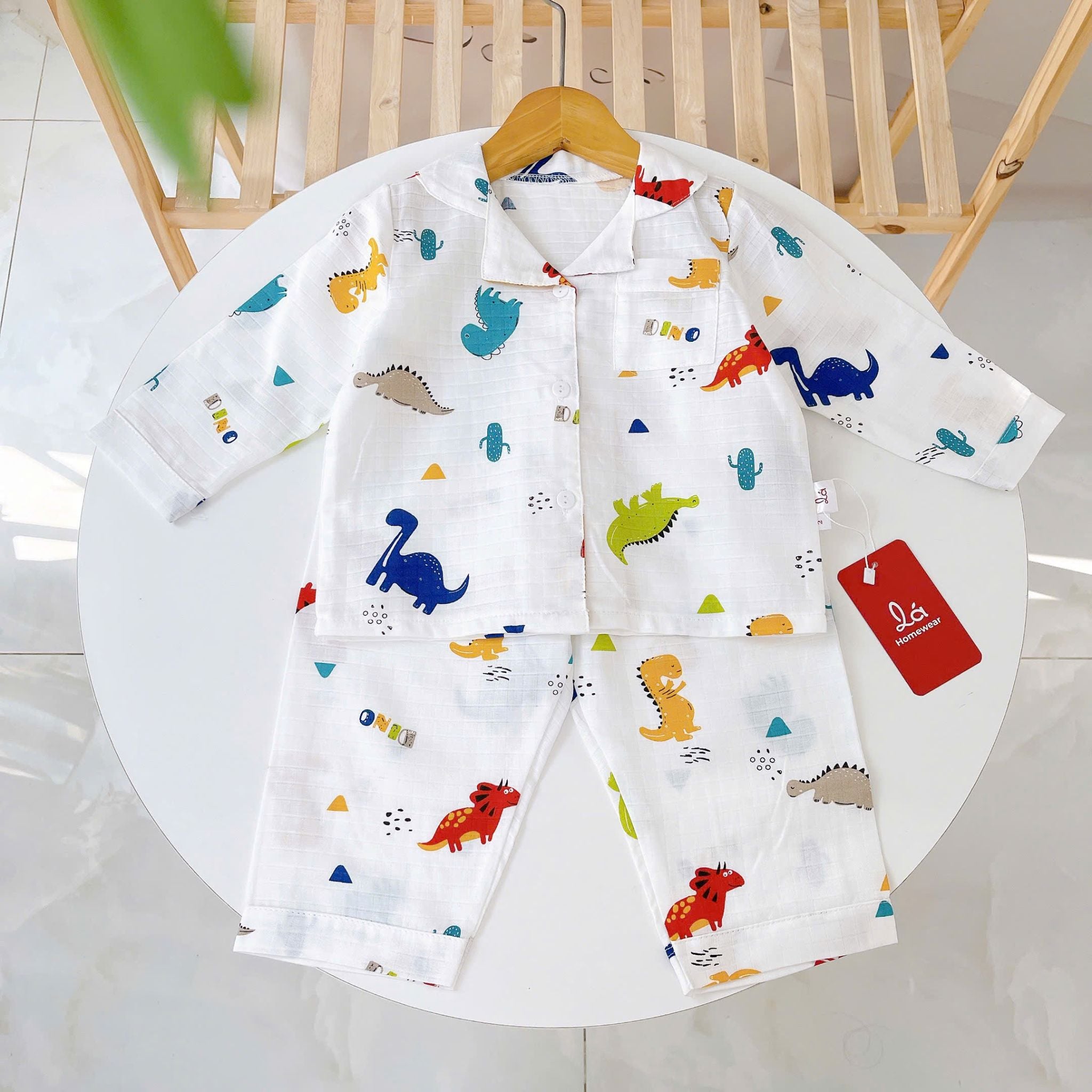  Pijama bé trai bé gái dài tay vải xô Áo Lá Homewear A014, đồ ngủ trẻ em size đại cotton nằm điều hòa bốn mùa 