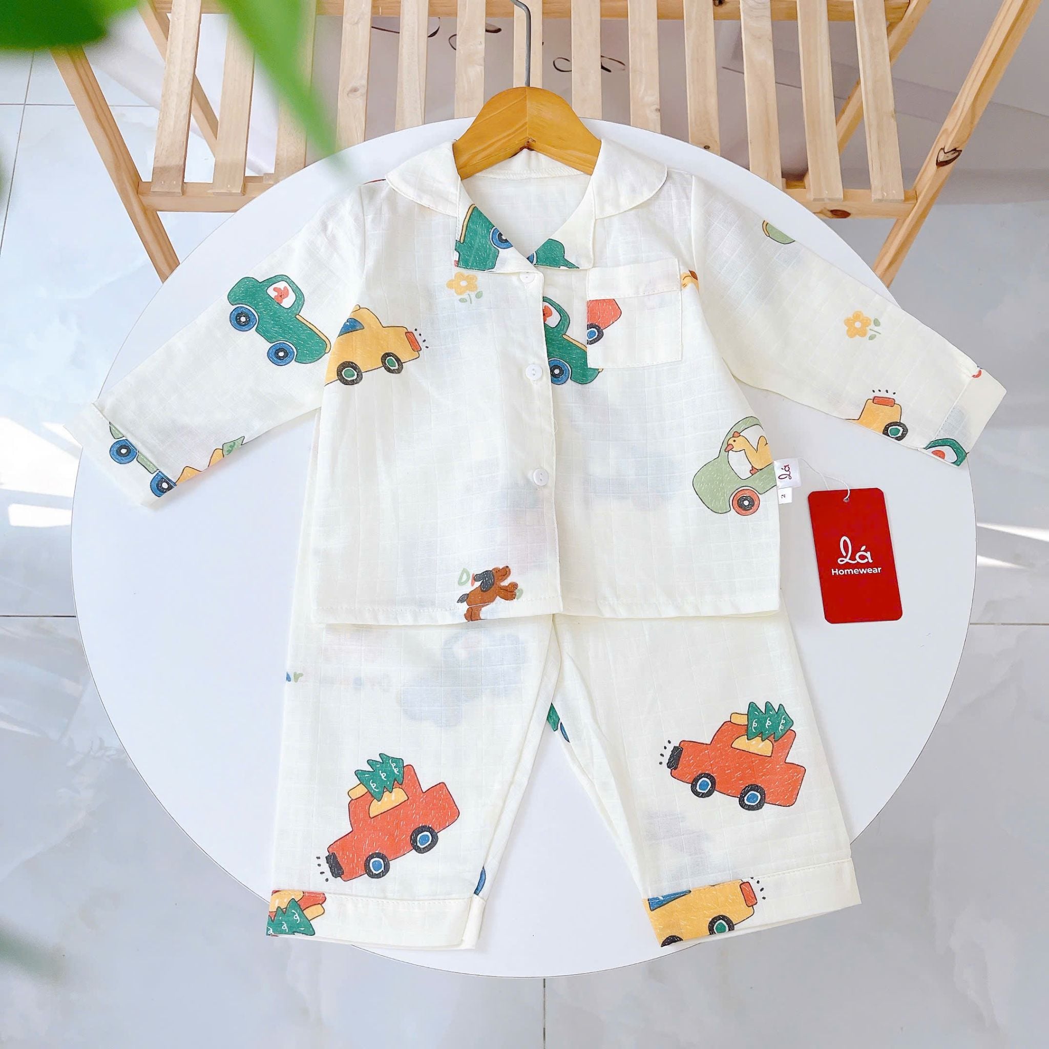  Pijama bé trai bé gái dài tay vải xô Áo Lá Homewear A014, đồ ngủ trẻ em size đại cotton nằm điều hòa bốn mùa 