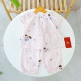  Bộ tay ngắn quần dài xô cotton Lá Homewear A339, đồ ngủ cộc tay bé gái quần bí dễ thương mềm mát 