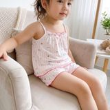  Bộ hai dây bé gái Lá Homewear A394, bộ hè cho bé gái vải tencel lycra mềm mỏng mát 