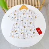  Bộ đùi bé trai Tencel Lycra mỏng mát lạnh Lá Homewear A268, bộ cộc tay cho bé mặc hè hình khủng long gấu trúc phi hành 